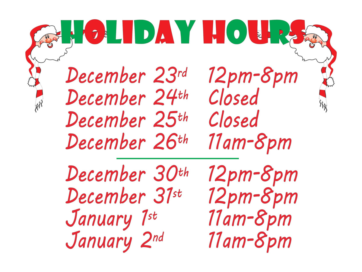 holidayhours2021 Hinkle Fun Center